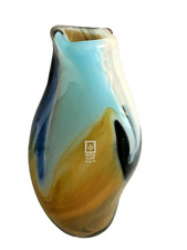 Vase moderne Signé MDINA 13  Pâte de Verre Verrerie de Malte Glass Malta 