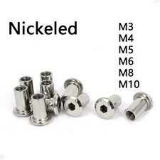 M3 M4 M5 M6 M8 M10Nickel Rivet Bouchon Écrous Hex Socket Meuble Connecteur Baril