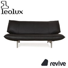 Leolux Tango Canapé Deux Places En Cuir Vegan Noir Fonction Manuelle