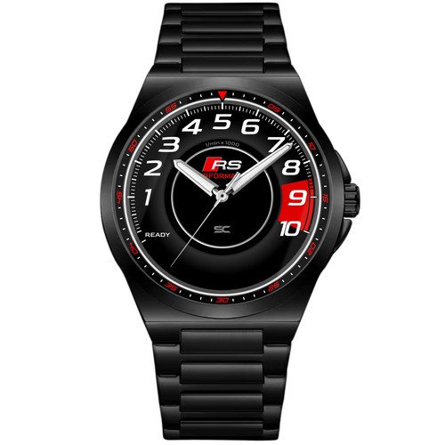 Montre noire acier avec - montre,