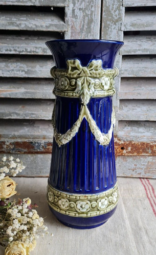 Ancien vase barbotine fives - vase,