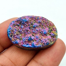 Cabochon agate druzy titane