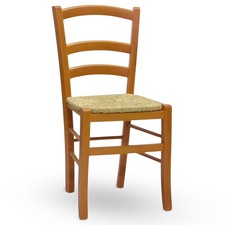 Chaise De Salle À Manger Venise En Bois Noyer Clair Avec Assise En Paille