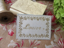 CARTE ANCIENNE BRODÉE LOUISE - REVERS COUSU DE SOIE