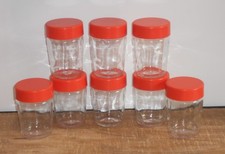 VINTAGE - SEB 8 POTS YAOURTS EN VERRE COUVERCLE ORANGE POUR YAOURTIÈRE