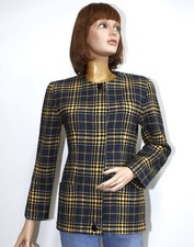 Vintage 80s Plaid Wool Grey/Yellow Jacket PIERRE CARDIN CREATION PARIS 38FR 6US