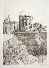 Gravure originale de MEB artiste trisomique datée 1966 Art Brut Vincennes