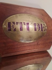 Ancienne Plaque Ovale Bombée Laiton ETUDE commissaire Priseur Notaire 