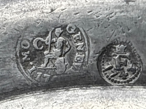 Assiette étain datée 1743