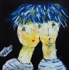 Art brut, singulier outsider , toile et châssis 40x40 cm