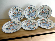 SIX ASSIETTES PLATES FAIENCE GIEN DECOR COQ PIVOINES 1938-1954 Lot 1.