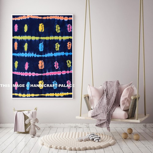 Tenture murale indienne indigo - tenture,
