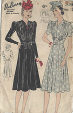 Patron De Couture Vintage Des Années 1940 Robe B30" (196) Par Du Barry