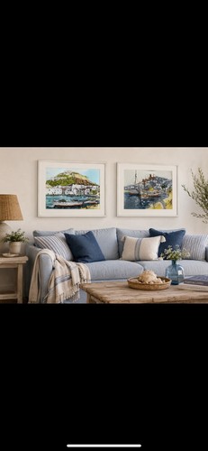 Vintage coastal harbour scene - harbour,