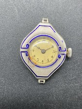 Ancienne Montre En Argent Émaillée Art Deco Vintage Old Watch Mecanique 