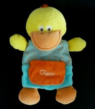 8. DOUDOU PLAT CHICCO CANARD BLEU ORANGE JAUNE POCHE POIS  EXC. ETAT