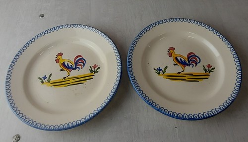Paire assiettes décor coq - paire,
