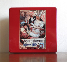 Boite  Métal Biscuits Champagne LU Lefevre Utile Décor Alphonse MUCHA