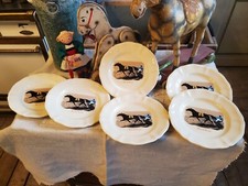 6 assiettes plates chantournées modèle cheval tiercé   Sarreguemines