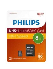 Carte memoire micro SD SDHC A1 capacité 8 go classe 10 Philips + adaptateur