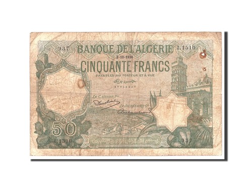 Billet algeria 50 francs - billet,, algeria,