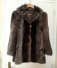 Manteau de fourrure de lapin Fait Main Au Renard Bleu Vintage T38