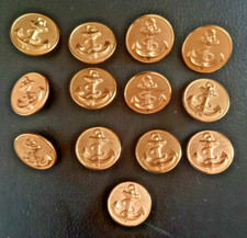 LOT 13 BOUTONS PLATS UNIFORME MILITAIRE MARINE DIAMETRE 2,3 cm