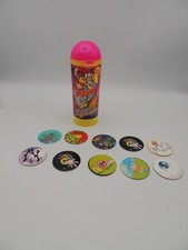 Pog Chupa Chup's - Tube Boite Chupa Caps + 10 Pogs Chupa Caps