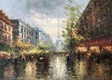 paysage Paris Tour Eiffel peinture huile sur toile / Paris oil painting on canva