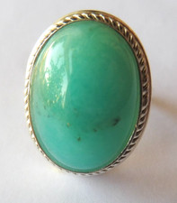 Bague en Smithsonite précieuse 21x17x8mm- taille 52-Argent massif