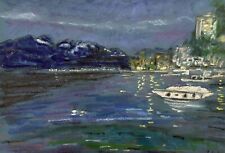 Peinture Pastel Impressionniste Montreux Suisse De Nuit Coté Akoun