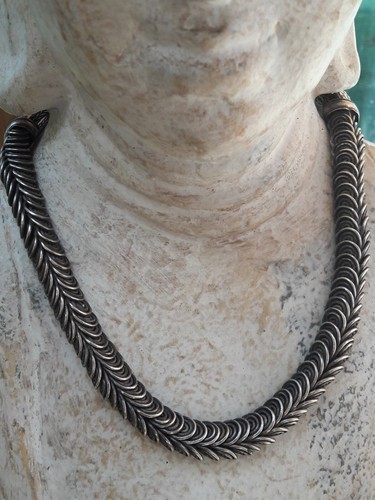 Ancien collier argent maille - collier,