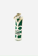 MAGNIFIQUE PENDENTIF OR 18 CARATS - TIKI en Malachite - 1,70 g
