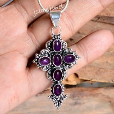 Bijoux Jésus pendentif croix en argent sterling 925 multi pierres...