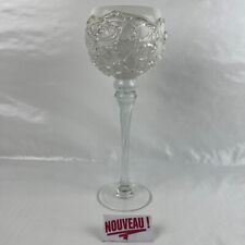 ➜GRAND photophore/bougeoir sur pied verre porte bougie blanc design moderne 35cm