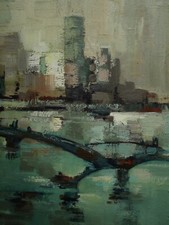 HST Huile sur Toile Signé TANAGRA 1969 Raffard Peinture Ancien Vintage 55cm