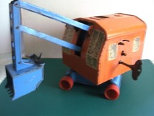 Grue de chantier excavatrice - En métal - Tôle  - Jouet ancien  - JOUSTRA