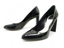 CHAUSSURES CHRISTIAN DIOR ESCARPINS CHUNKY CANNAGE 40 CUIR VERNI NOIR SHOES 300€