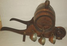 tonneau fût en bois + 6 tasses cuivre made in france liqueur alcool déco vintage