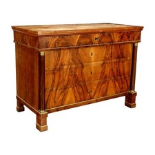 Commode Empire Ancienne Noyer Peuplier Bronze Italie XIXe Siècle Originale