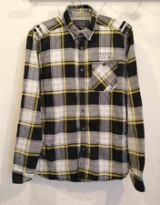 Chemise noire et jaune carreaux coton regular T36 Angelo Litrico C&A (4401039)