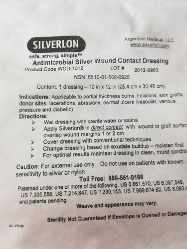 Silverlon antimicrobial burn - silverlon,