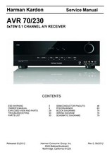 Technique Manuel D'Instructions pour Harman Kardon Avr 70/230