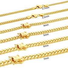 Collier Bracelet En Chaîne Miami Cuban En Or Jaune 18K Solide 2,7Mm-7Mm 7"-30"