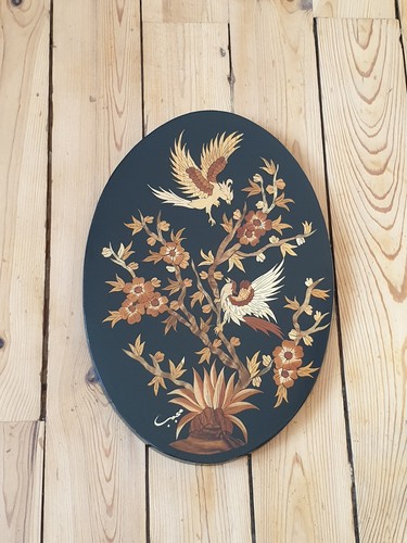 Tableau bois marqueté et - tableau,