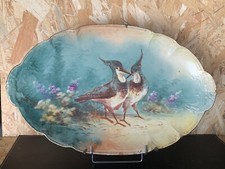 Ancien Grand Plat Ovale Service France Oiseaux Chasse  50cm Vintage