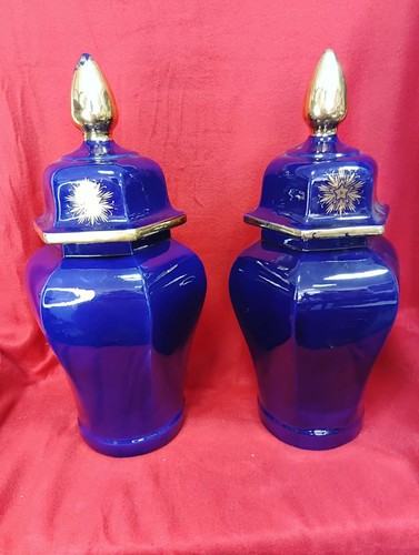 Paire vases couverts en - paire,