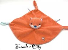 3317🌟Doudou GIPSY Renard Plat Orange Baguette Fée  Bleu Attache Tétine