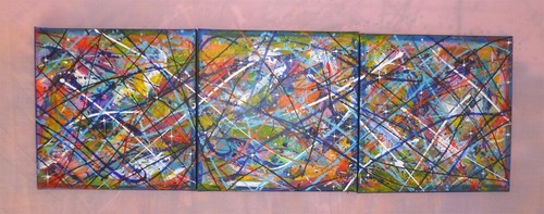 Tableau triptyque acrylique - triptyque,