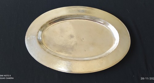 Plat ovale metal argente - ovale,